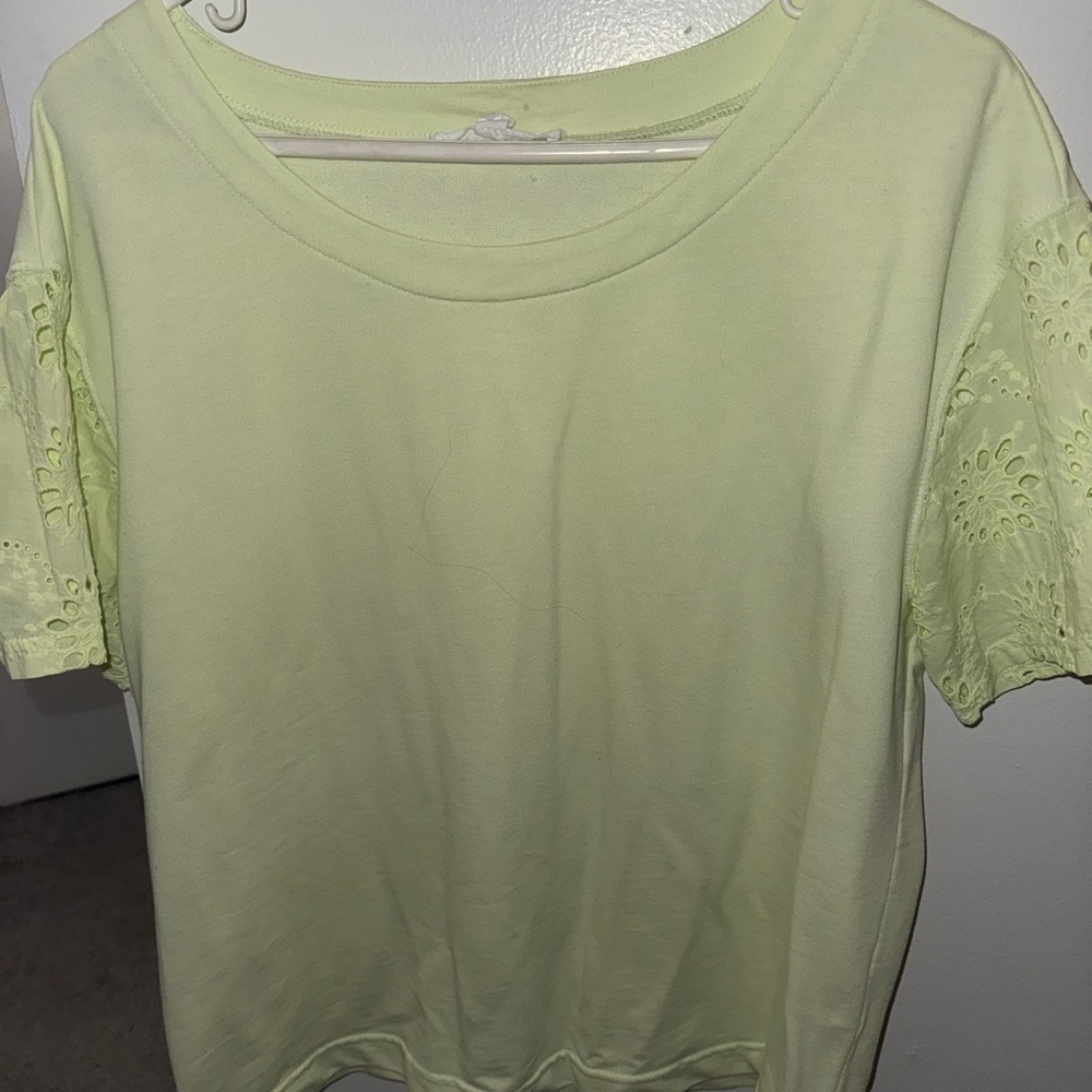 Chic Pastel Green Lace Sleeve Tee